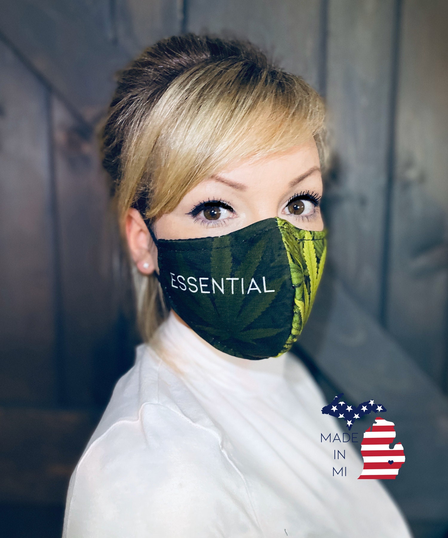 Weed Leaf Marijuana Washable Face Mask with Nose Wire / Breathable Fi…