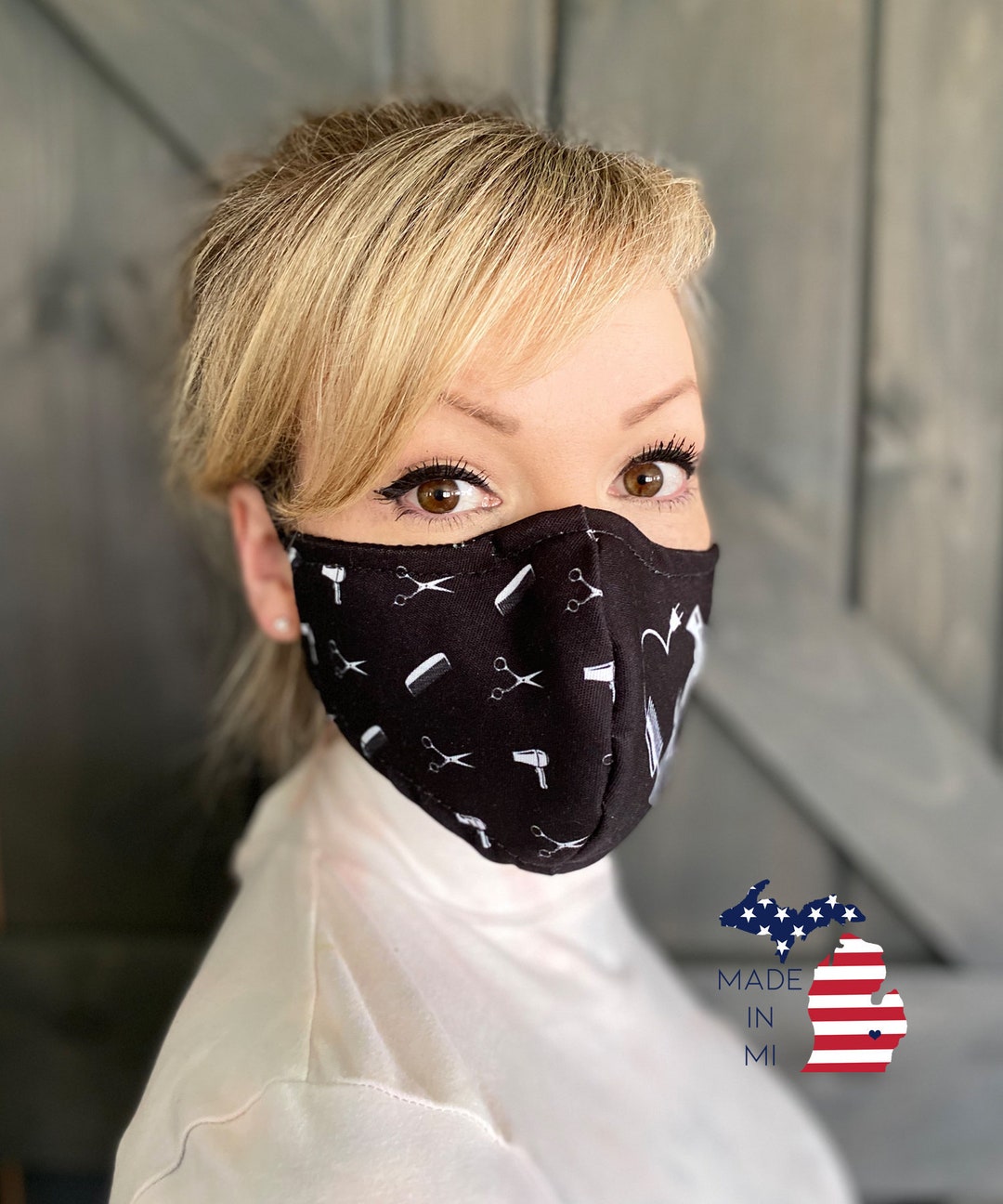 Hair Stylist Washable Face Mask With Nose Wire / Breathable Filter ...
