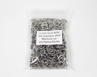 12.5x2.0mm, Stainless Steel Jump Rings, Machine Cut, Chainmaille Rings, Stainless Steel Jumprings, Chainmail Rings, Chain Maille Supplies