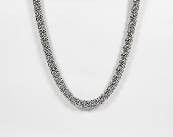 Candy Cane Cord Necklace, Chainmaille Necklace, Stainless Steel, Chainmail Necklace, Chain Maille, Mens Necklace, Mens Jewelry, Handmade