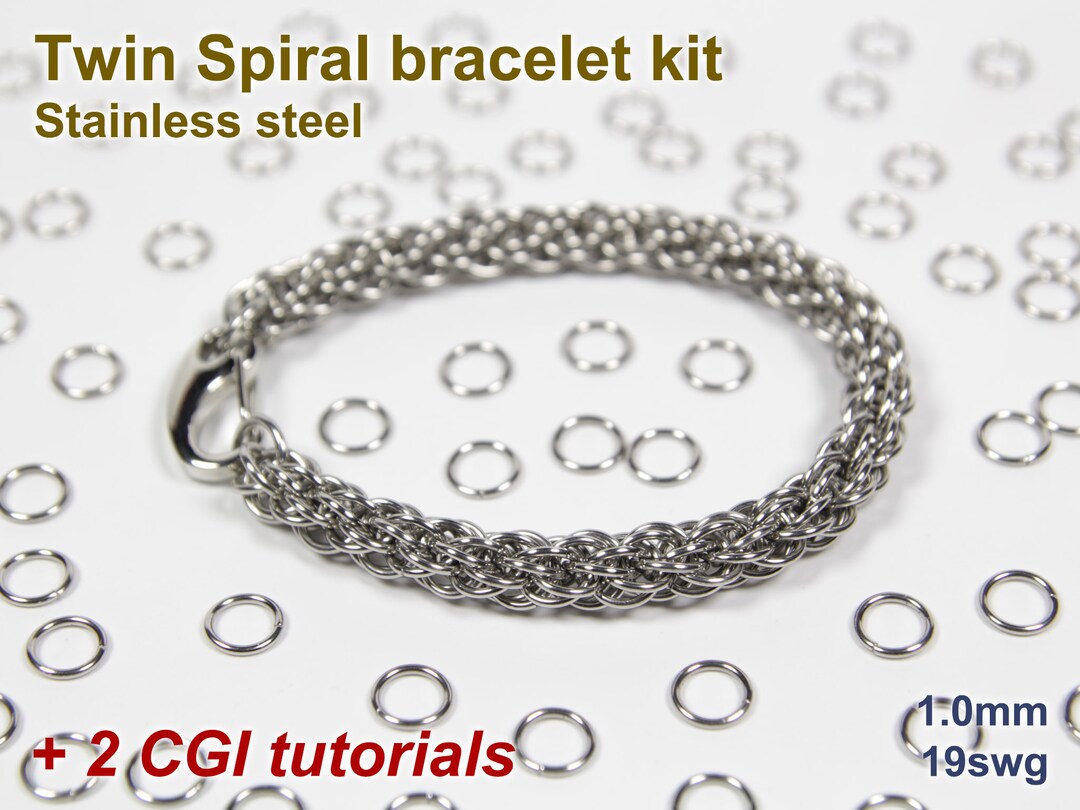 Twin Spiral Bracelet Kit, 1.0mm, Chainmaille Kit, Stainless Steel ...
