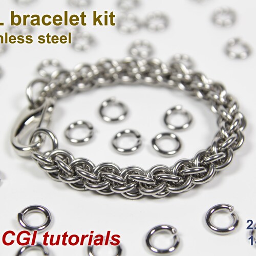 Stainless Steel Chainmaille Bracelet Kit Intermediate Etsy