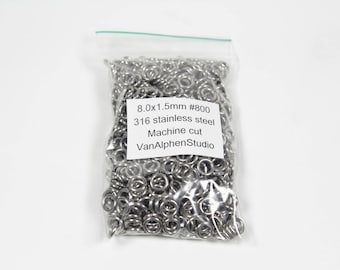 8.0x1.5mm, Stainless Steel Jump Rings, Machine Cut, Chainmaille Rings, Stainless Steel Jumprings, Chainmail Rings, Chain Maille Supplies