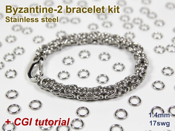 Byzantine-2 Bracelet Kit, Chainmaille Kit, Stainless Steel, Chainmail Kit,  DIY Kit, Jump Rings, Chainmail Bracelet Kit, Chainmaille Tutorial 