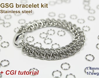 GSG Bracelet Kit, Chainmaille Kit, Stainless Steel, Chainmail Kit, Jump Rings, Lobster Clasp, Chainmaille Bracelet Kit, Chainmail Tutorial