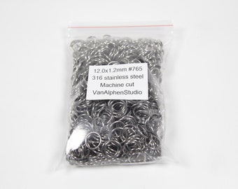 12.0x1.2mm, Stainless Steel Jump Rings, Machine Cut, Chainmaille Rings, Stainless Steel Jumprings, Chainmail Rings, Chain Maille Supplies