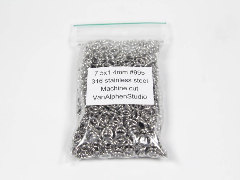 7.5x1.4mm, Stainless Steel Jump Rings, Machine Cut, Chainmaille Rings, Stainless Steel Jumprings, Chainmail Rings, Chain Maille Supplies image 1