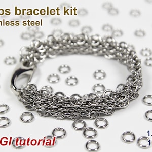 Oops Bracelet Kit, 1.4mm, Chainmaille Kit, Stainless Steel, Chainmail Kit, Jump Rings, Box Chain Tutorial, Chainmaille Tutorial