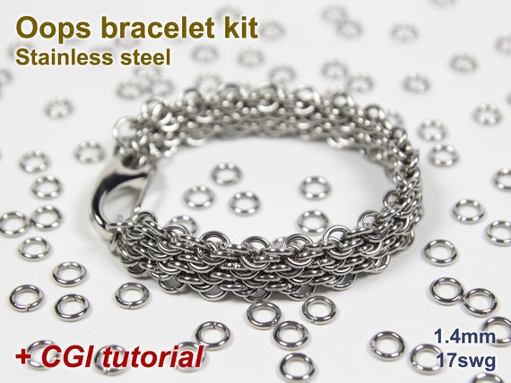 Oops Bracelet Kit, Chainmaille Kit, Stainless Steel, Chainmail Kit, Jump  Rings, Box Chain Tutorial, Chainmaille Tutorial 