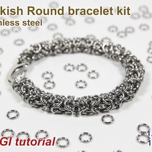 Turkish Round Bracelet Kit, 1.2mm, Chainmaille Kit, Stainless Steel, Chainmail Kit, Jump Rings, Chainmail Bracelet Kit, Chainmaille Tutorial