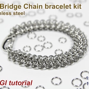 Elf Bridge Chain Bracelet Kit, 1.2mm, Chainmaille Kit, Stainless Steel, Chainmail Kit, Jump Rings, Box Chain Tutorial, Chainmaille Tutorial