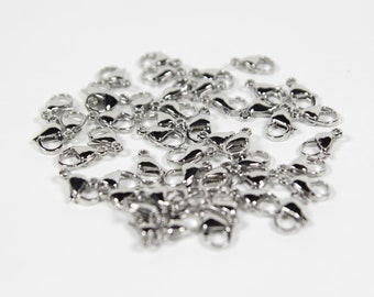 50pcs 100pcs 15mm Stainless Steel Lobster Clasps, Bracelet Clasps, Claw Clasps, Chainmail Clasps, Spring Clip, Small Clasps, Cord Clasps