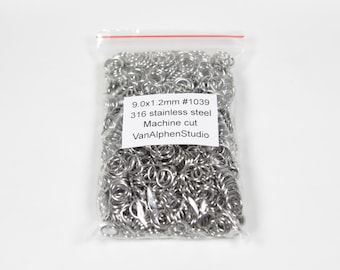 9.0x1.2mm, Stainless Steel Jump Rings, Machine Cut, Chainmaille Rings, Stainless Steel Jumprings, Chainmail Rings, Chain Maille Supplies