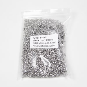 4mm 10m, Oval Chain, Link Chain, Stainless Steel, Steel Chain, Oval Link Chain, Chain Maille Supplies