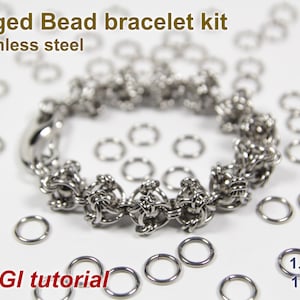 Caged Bead Bracelet Kit, 1.4mm, Chainmaille Kit, Stainless Steel, Chainmail Kit, Jump Rings, Caged Bead Tutorial, Bearing Balls, Brass