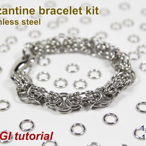 Trizantine Bracelet Kit, 1.4mm, Chainmaille Kit, Stainless Steel, Chainmail Kit, Jump Rings, Chainmail Bracelet Kit, Chainmaille Tutorial