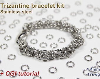 May include: A silver Trizantine bracelet kit made of stainless steel with 1.4mm (17swg) jump rings and a tutorial.