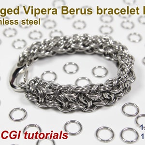 Kinged Vipera Berus Bracelet Kit, 1.4mm, Chainmaille Kit, Stainless Steel, DIY Kit, Jump Rings, Chainmail Bracelet Kit, Chainmail Tutorial