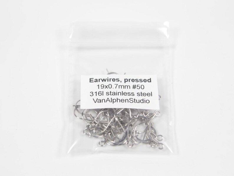 Stainless Steel Pressed Earwires, French Hooks, Ear Wires, Fish Hook Earwires, Hypoallergenic, Earring Supplies, Fishhook Earwires, 22 Gauge image 3