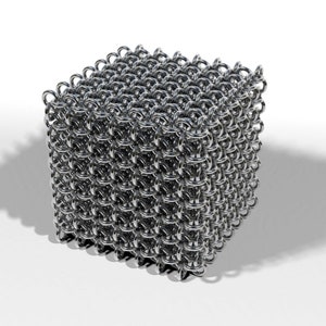 Japanese 4 in 1 Cube, 19swg, Chainmaille Cube, Maille Cube, Jelly Cube, Fidget Toy, Stainless Steel, Fidget Item, Desk Toy, Paper Weight 7x7x7