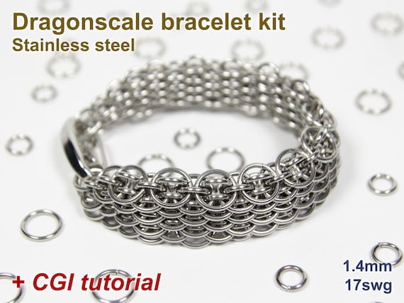 Dragonscale Bracelet Kit, Chainmaille Kit, Stainless Steel, Chainmail Kit,  Jump Rings, Chainmaille Bracelet Kit, Chainmail Tutorial 