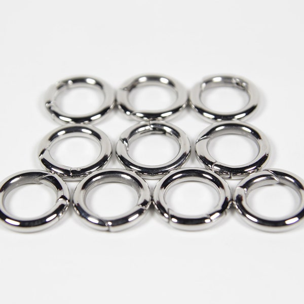 Fermoirs à clé en acier inoxydable 10pcs 20mm, fermoirs à bracelet, fermoirs à anneau à ressort, fermoirs à cotte de mailles, fermoir paracorde, pinces à ressort, fermoirs à beignet