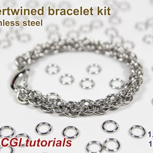 Intertwined Bracelet Kit, 1.4mm, Chainmaille Kit, Stainless Steel, Chainmail Kit, Jump Rings, Intertwined Tutorial, Chainmaille Tutorial