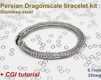 Persian Dragonscale Bracelet Kit,  Chainmaille Kit, Stainless Steel, Chainmail Kit, Jump Rings, Chainmaille Bracelet Kit, Chainmail Tutorial