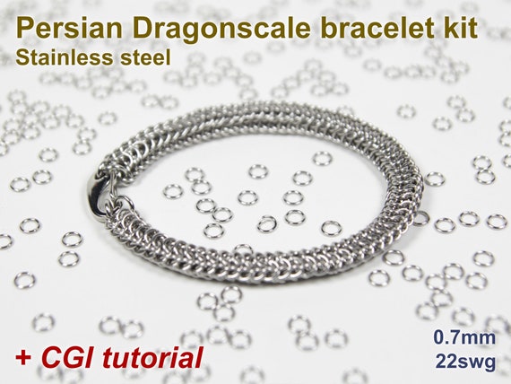 Persian Dragonscale Bracelet Kit, Chainmaille Kit, Stainless Steel, Chainmail  Kit, Jump Rings, Chainmaille Bracelet Kit, Chainmail Tutorial 