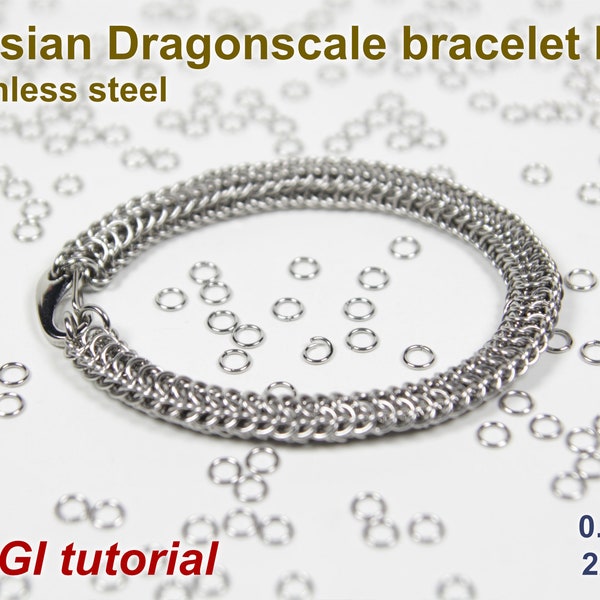Persian Dragonscale Bracelet Kit, 0.7mm Chainmaille Kit, Stainless Steel, Jump Rings, Chainmaille Bracelet Kit, Chainmail Tutorial