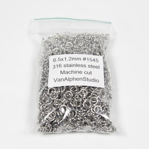 6.5x1.2mm, Stainless Steel Jump Rings, Machine Cut, Chainmaille Rings, Stainless Steel Jumprings, Chainmail Rings, Chain Maille Supplies