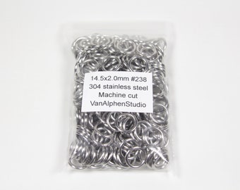 14,5x2,0mm, Rvs Sluitringen, Machine Cut, Maliën Ringen, Roestvast Staal, Rvs Buigringen, Chainmail, Maliën Ringen, Chainmaille Ringetjes