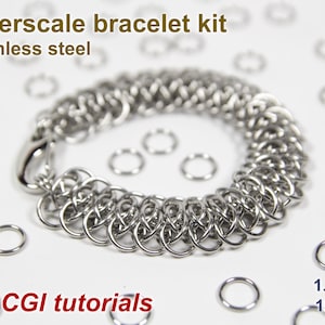 Viperscale Bracelet Kit, 1.2mm, Chainmaille Kit, Stainless Steel, Chainmail Kit, DIY Kit, Jump Rings, Chainmaille Kit, Viperscale Tutorial