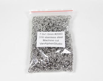 7.0x1.0mm, Stainless Steel Jump Rings, Machine Cut, Chainmaille Rings, Stainless Steel Jumprings, Chainmail Rings, Chain Maille Supplies