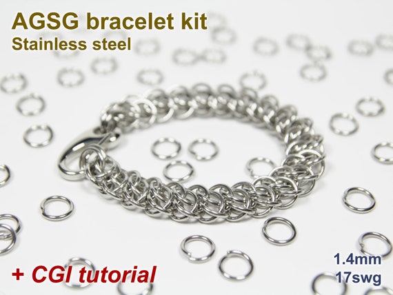 AGSG Bracelet Kit, Chainmaille Kit, Stainless Steel, Chainmail Kit, Jump  Rings, Lobster Clasp, Chainmaille Bracelet Kit, Chainmail Tutorial 