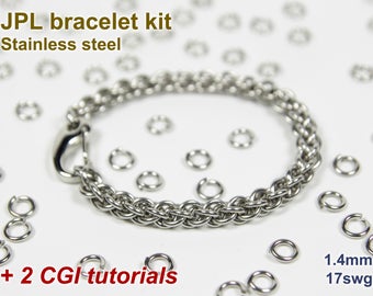 JPL Bracelet Kit, Chainmaille Kit, Stainless Steel, Chainmail Kit, Jump Rings, JPL Tutorial, Jens Pind Linkage, Chainmaille Tutorial