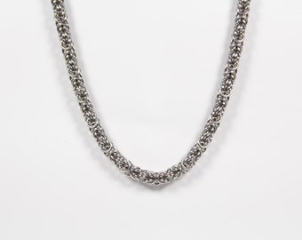 Byzantine-2 Necklace, Chainmaille Necklace, Stainless Steel, Byzantine Necklace, Chainmail, Chain Maille, Mens Necklace, Mens Jewelry