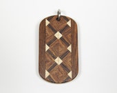Mosaic Dog Tag, Wooden Dog Tag, Wood Dog Tag, Brown Dog Tag, Mens Wood Necklace, Mens Necklace, Rijksmuseum, Pendant for Men, Dogtag