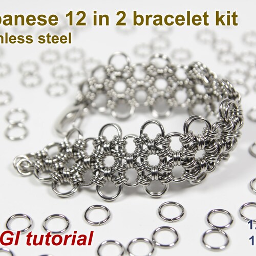 Japanese 12 in 2 Bracelet Kit Chainmaille Kit Stainless Etsy