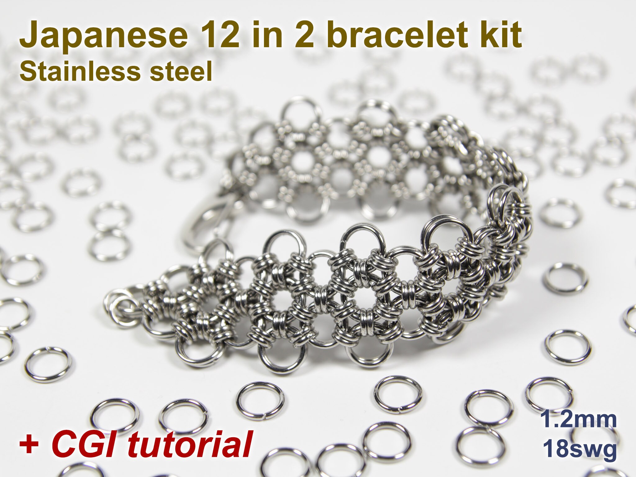 Vipera Berus Bracelet Kit, Chainmaille Kit, Stainless Steel, Chainmail Kit,  DIY Kit, Jump Rings, Chainmail Bracelet Kit, Chainmail Tutorial 