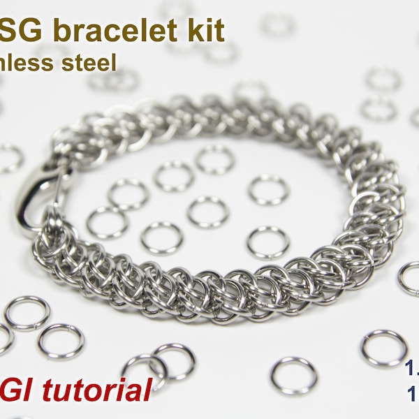 AGSG Bracelet Kit, 1.2mm, Chainmaille Kit, Stainless Steel, Chainmail Kit, Jump Rings, AGSG Tutorial, Chainmaille Bracelet Kit