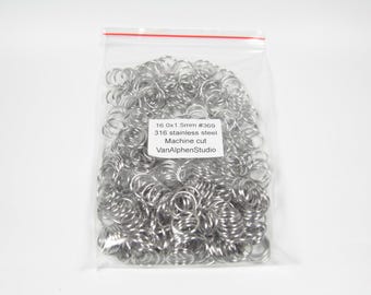 16.0x1.5mm, Stainless Steel Jump Rings, Machine Cut, Chainmaille Rings, Chainmail Rings, Chain Maille Supplies