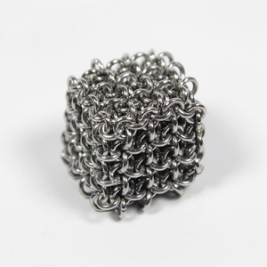 Japanese 4 in 1 Cube, 19swg, Chainmaille Cube, Maille Cube, Jelly Cube, Fidget Toy, Stainless Steel, Fidget Item, Desk Toy, Paper Weight 4x4x4