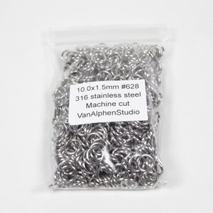 10.0x1.5mm, Stainless Steel Jump Rings, Machine Cut, Chainmaille Rings, Stainless Steel Jumprings, Chainmail Rings, Chain Maille Supplies