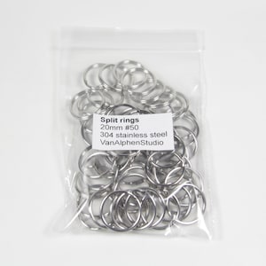 50 Stücke Spaltringe, Edelstahl, 20,0mm, Schlüsselringe, Schlüsselbandringe