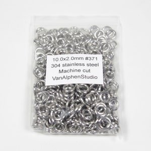 10.0x2.0mm, Stainless Steel Jump Rings, Machine Cut, Chainmaille Rings, Stainless Steel Jumprings, Chainmail Rings, Chain Maille Supplies