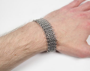 European 4 in 1 Bracelet, Chainmaille Bracelet, Stainless Steel, Chainmail Bracelet, Chain Maille Bracelet, Mens Bracelet, Mens Jewelry