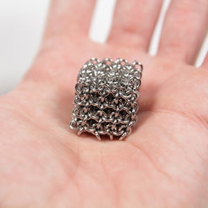 Japanese 4 in 1 Cube, 19swg, Chainmaille Cube, Maille Cube, Jelly Cube, Fidget Toy, Stainless Steel, Fidget Item, Desk Toy, Paper Weight image 3