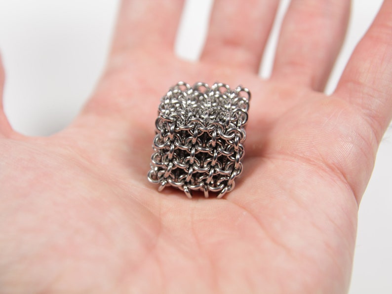 Japanese 4 in 1 Cube, 19swg, Chainmaille Cube, Maille Cube, Jelly Cube, Fidget Toy, Stainless Steel, Fidget Item, Desk Toy, Paper Weight image 3