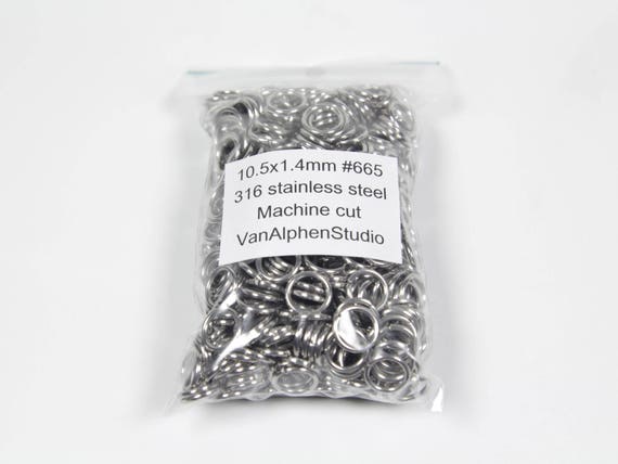 10.5x1.4mm, Stainless Steel Jump Rings, Machine Cut, Chainmaille Rings,  Stainless Steel Jumprings, Chainmail Rings, Chain Maille Supplies 